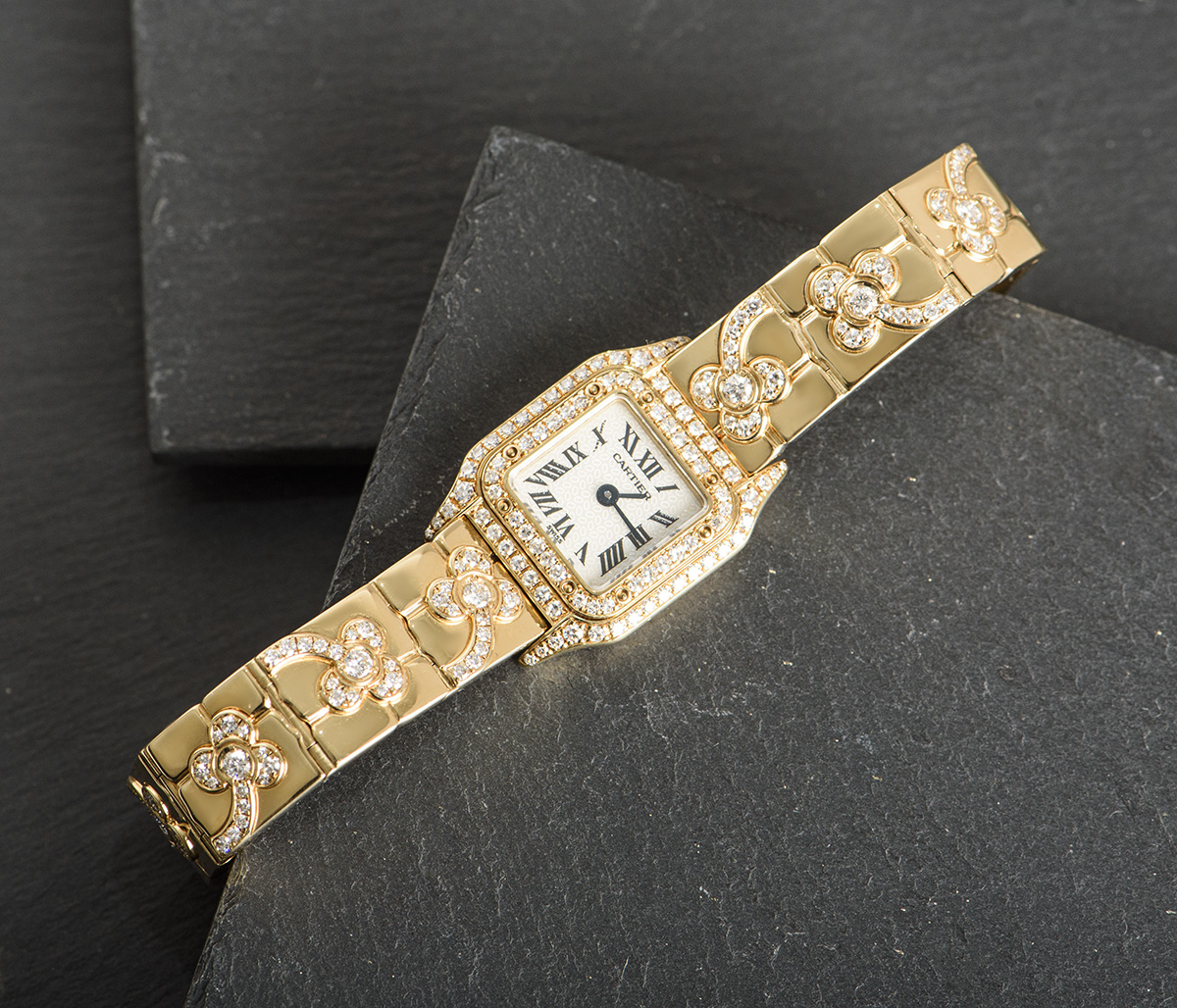 Cartier Panthere Mini Diamond Set Gold Watch Centre - Main Image