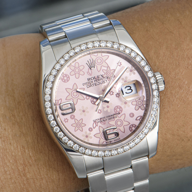 Rolex Datejust Pink Floral Dial 116244 Watch Centre