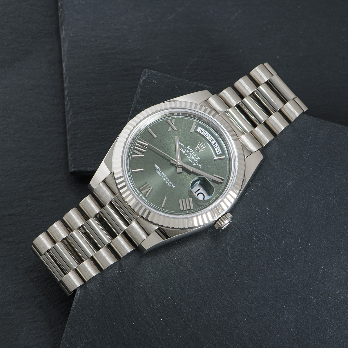 Rolex Day-Date 40 White Gold Olive 