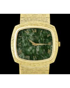 Piaget Dress Watch Vintage Men's 18k Yellow Gold Bark Finish Nephrite Jade Dial 12431 A6