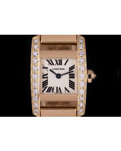 Cartier Tankissime Women's 18k Rose Gold Silver Dial Diamond Set