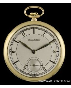 Jaeger LeCoultre 18k Yellow Gold Silver Dial Pocket Watch 