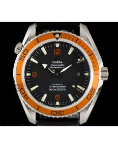 Omega Co-Axial Planet Ocean Seamaster Gents Stainless Steel Black Dial Orange Bezel 2908.50.82