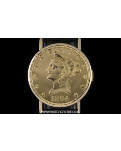 Piaget 18k Yellow Gold Cream Dial 10 Dollar Coin Vintage Ladies