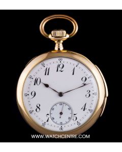 LeCoultre 18k Rose Gold Open Face Quarter Repeater Pocket Watch 