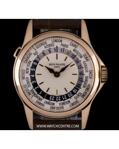 Patek Philippe 18k Rose Gold Silver Dial World Time Gents 5110R-001