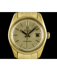 Omega 18k Yellow Gold Seamaster Date Ladies Vintage Wristwatch