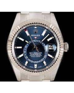 Rolex Unworn Sky-Dweller Stainless Steel Bright Blue Dial B&P 326934