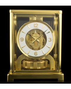 Jaeger LeCoultre Gilt Brass White Chapter Ring Atmos Clock 