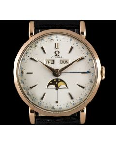 Omega 18k Rose Gold Triple Calendar Moonphase Vintage Men's 2473