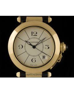 Cartier 18k Yellow Gold Cream Dial Pasha Gents Wristwatch B&P