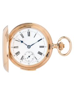 A 14ct Rose Gold Erotic Automation Swiss Full Hunter Quarter Repeater Keyless Lever Pocket Watch C1890s