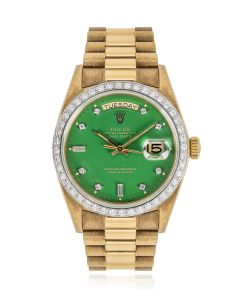 Rolex NOS Day-Date Rare Green Stella Dial Diamond Set 18048