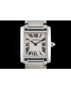 Cartier 18k White Gold Silver Dial Tank Francaise Ladies W50012S3