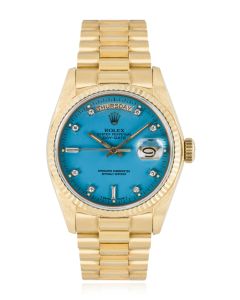 Rolex NOS Day-Date Rare Turquoise Stella Diamond Dial 18038