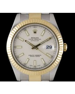 Rolex Datejust II Men's Stainless Steel & 18k Yellow Gold Ivory Dial B&P 116333