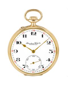 International Watch Company Yellow Gold Keyless Lever Open Face Pocket Watch C1920s