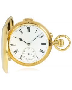 Baume Swiss Yellow Gold Full Hunter Keyless Lever Minute Repeater Pocket Watch C1890s