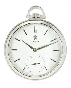 Rolex Precision. A Rare and Important Keyless Lever Stainless Steel Open Face Pocket Watch C1965