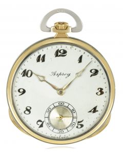 Asprey. AN 18ct Two Colour Gold Art Deco Keyless Lever Open Face Dress Pocket Watch C1920s