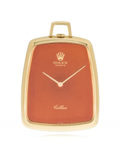Rolex Cellini. A Rare Coral Coloured Dial Yellow Gold Dress Pocket Watch C1970