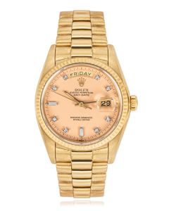 Rolex Day-Date Rare Peach Stella Diamond Dial 18038