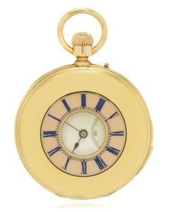 J.M. Badollet & Cie. A Gold and Enamel Half Hunter Quarter Repeater Pocket Watch C1880