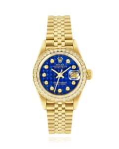 Rolex Datejust Rare Lapis Pyramid Dial Diamond Set 69138