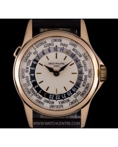 Patek Philippe 18k Rose Gold Silver Dial World Time Gents 5110R-001