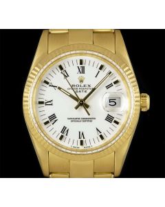Rolex Date Men's Yellow Gold White Dial 15238