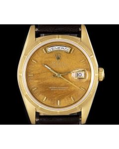 Rolex Day-Date Men's 18k Yellow Gold Rare Wood Dial 18248