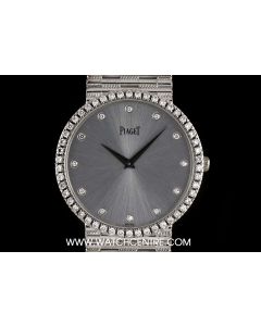 Piaget 18k White Gold Silver Dial Diamond Set Traditional Gents B&P P10491