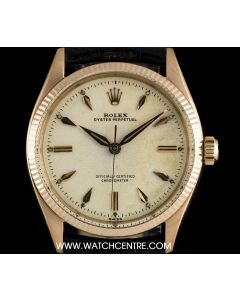 Rolex 18k Rose Gold Rare Oyster Perpetual Cream Dial Vintage Gents 6567