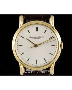 IWC 18k Yellow Gold Cream Baton Dial Vintage Gents Wristwatch