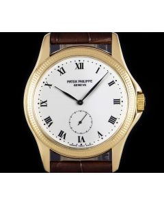 Patek Philippe Calatrava Men's 18k Yellow Gold White Enamel Dial 5115J-001