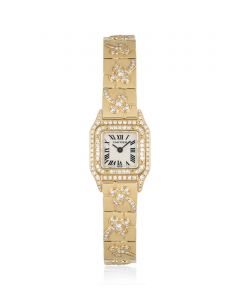 Cartier Panthere Mini Women's 18k Yellow Gold Mother of Pearl Dial Diamond Set