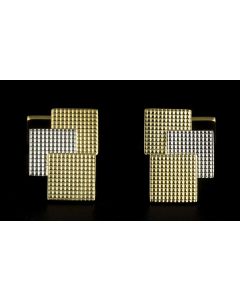 Piaget 18k Yellow Gold & 18k White Gold Embossed Grid Cufflinks