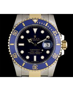 Rolex Unworn Submariner Date Men's Stainless Steel & 18k Yellow Gold Blue Dial Ceramic Bezel B&P 116613LB