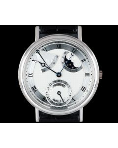 Breguet Classique Moonphase Gents 18k White Gold Silvered Guilloche Dial 3137BB/11/986