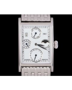 IWC Novecento Perpetual Calendar Gents Platinum White Porcelain Dial IW3546