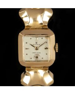 Rolex Vintage Precision Women's 18k Yellow Gold Silver Dial