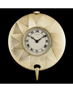 Cartier 18k Yellow Gold Cream Roman Dial Pendant Fob Watch