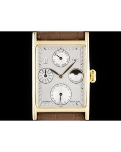 IWC Novecento Perpetual Calendar Men's 18k Yellow Gold Silver Dial B&P 3546