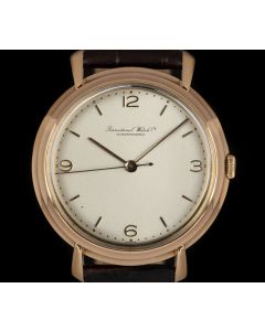 IWC Vintage Men's Wristwatch 18k Rose Gold Silver Dial