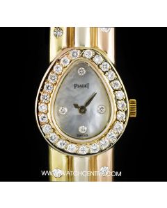 Piaget 18k Tri-Colour Mother Of Pearl Dial Diamond Set Bangle Ladies Vintage 49350