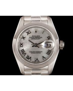 Rolex Datejust Women's Platinum Silver Mother of Pearl Dial 79166