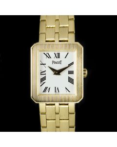 Piaget Protocole Ladies 18k Yellow Gold White Roman Dial B&P 5354 M601D