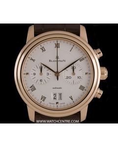 Blancpain 18k Rose Gold Silver Roman Dial Villeret Chronograph 6885 3642 55B