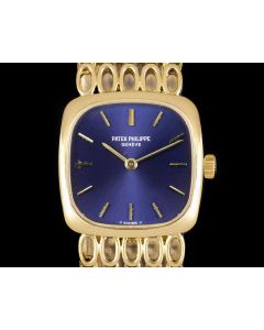 Patek Philippe Ellipse Vintage Women's 18k Yellow Gold Blue Dial 4179