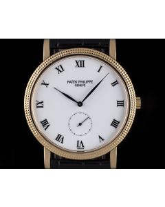 Patek Philippe 18k Rose Gold White Porcelain Dial Calatrava 3919R